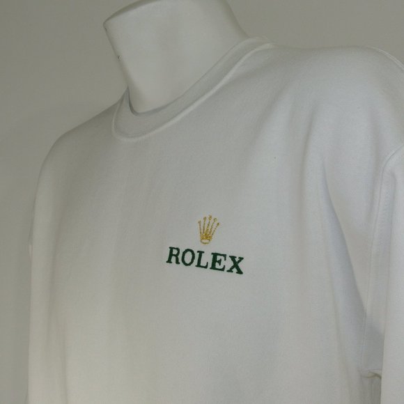ROLEX Jewelry Store Employee Uniform White Sweatshirt Gold Crown NEW Size L - Picture 5 of 8